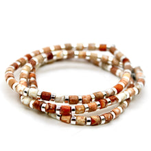 Load image into Gallery viewer, Ivory Semi Precious Stone and Silver Stretch Bracelet -B7-021I
