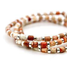 Load image into Gallery viewer, Ivory Semi Precious Stone and Silver Stretch Bracelet -B7-021I
