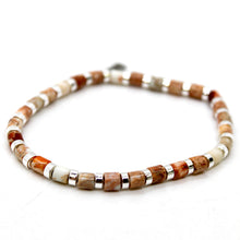 Load image into Gallery viewer, Ivory Semi Precious Stone and Silver Stretch Bracelet -B7-021I
