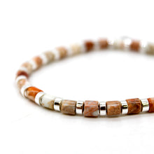 Load image into Gallery viewer, Ivory Semi Precious Stone and Silver Stretch Bracelet -B7-021I
