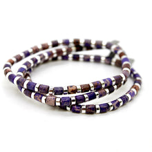 Load image into Gallery viewer, Purple Semi Precious Stone and Silver Stretch Bracelet -B7-021P
