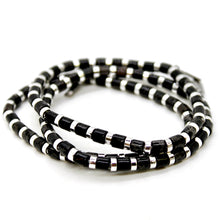 Load image into Gallery viewer, Black Semi Precious Stone and Silver Stretch Bracelet -B7-021B

