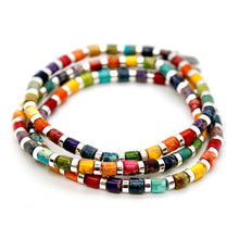 Load image into Gallery viewer, Multi Color Semi Precious Stone and Silver Stretch Bracelet -B7-021M
