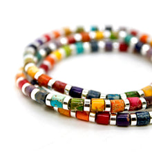 Load image into Gallery viewer, Multi Color Semi Precious Stone and Silver Stretch Bracelet -B7-021M
