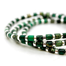 Load image into Gallery viewer, Green Semi Precious Stone and Silver Stretch Bracelet -B7-021G
