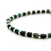 Load image into Gallery viewer, Green Semi Precious Stone and Silver Stretch Bracelet -B7-021G
