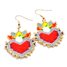 Load image into Gallery viewer, Heart Beaded Earrings - Miyuki Seed Bead - Seeds Collection- E8-018
