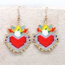 Load image into Gallery viewer, Heart Beaded Earrings - Miyuki Seed Bead - Seeds Collection- E8-018

