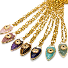 Load image into Gallery viewer, Evil Eye Stone Heart Gold Necklace - N3-160
