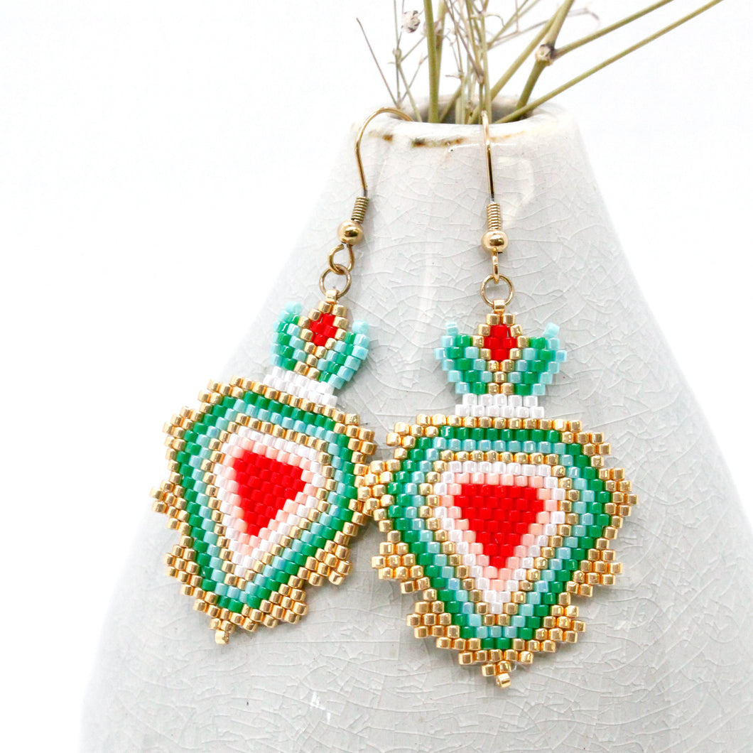 Geometrical Miyuki Seed Bead  Dangle Earrings - Seeds Collection- E8-019