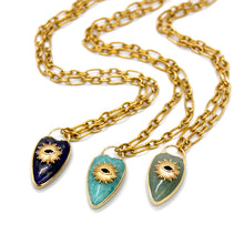 Load image into Gallery viewer, Evil Eye Stone Heart Gold Necklace - N3-160
