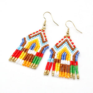 Splash of Color Geometric Tassel Miyuki Bead Dangle Earrings - Seeds Collection- E8-021