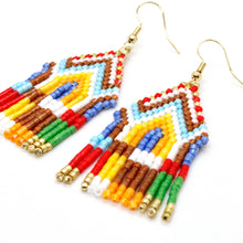 Load image into Gallery viewer, Splash of Color Geometric Tassel Miyuki Bead Dangle Earrings - Seeds Collection- E8-021
