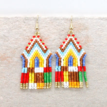 Load image into Gallery viewer, Splash of Color Geometric Tassel Miyuki Bead Dangle Earrings - Seeds Collection- E8-021
