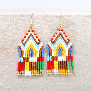 Splash of Color Geometric Tassel Miyuki Bead Dangle Earrings - Seeds Collection- E8-021