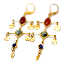 Load image into Gallery viewer, African Turquoise Heart Mobile Dangle Earrings  - E4-454
