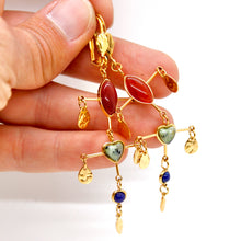 Load image into Gallery viewer, African Turquoise Heart Mobile Dangle Earrings  - E4-454
