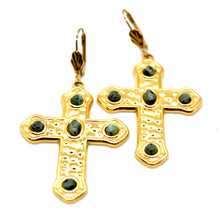 Load image into Gallery viewer, African Turquoise Cross Dangle Earrings - E4-400
