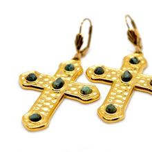 Load image into Gallery viewer, African Turquoise Cross Dangle Earrings - E4-400

