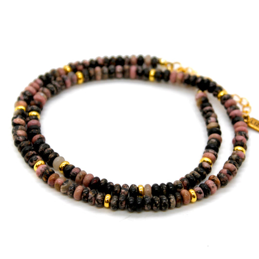 Rhodonite + Gold Necklace - NC-517G