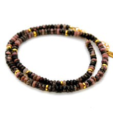 Load image into Gallery viewer, Rhodonite + Gold Necklace - NC-517G
