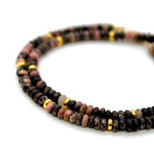 Load image into Gallery viewer, Rhodonite + Gold Necklace - NC-517G

