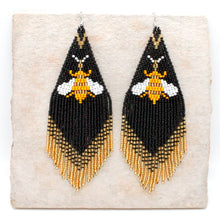 Load image into Gallery viewer, Bees Dangle Earrings - Woven Seed Beads - Seeds Collection- E8-025
