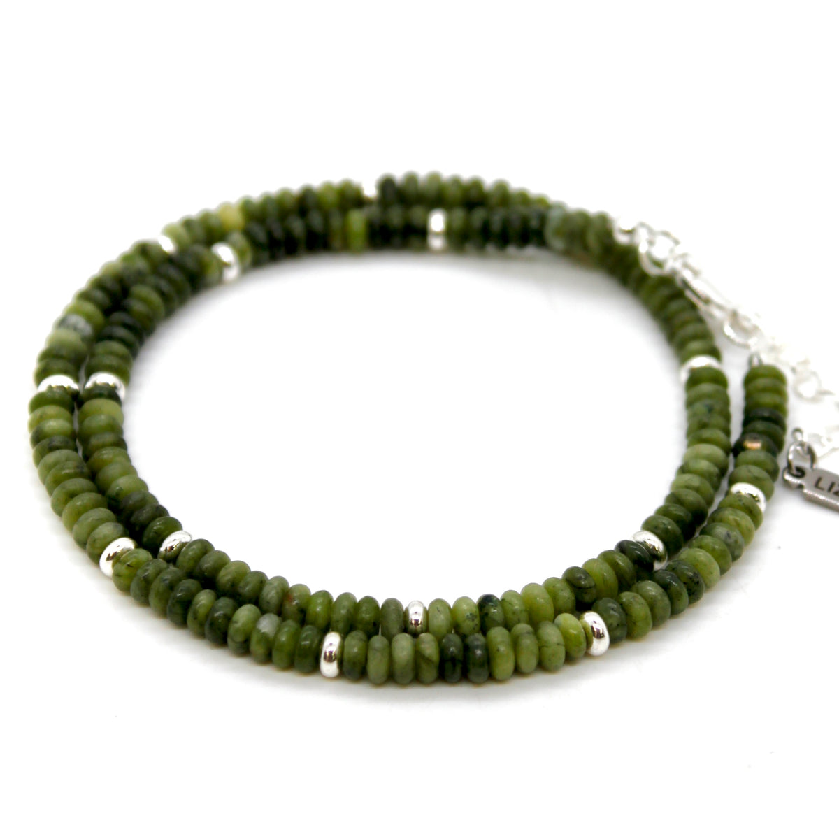 Olive Jade + Silver Necklace - NC-520S