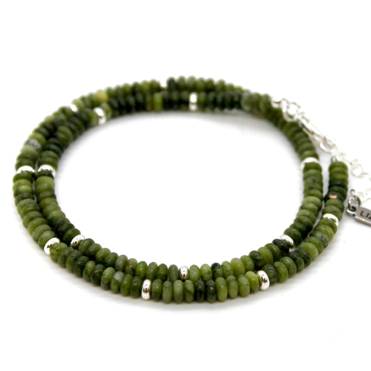 Olive Jade + Silver Necklace - NC-520S