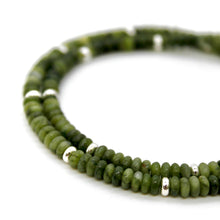 Load image into Gallery viewer, Olive Jade + Silver Necklace - NC-520S
