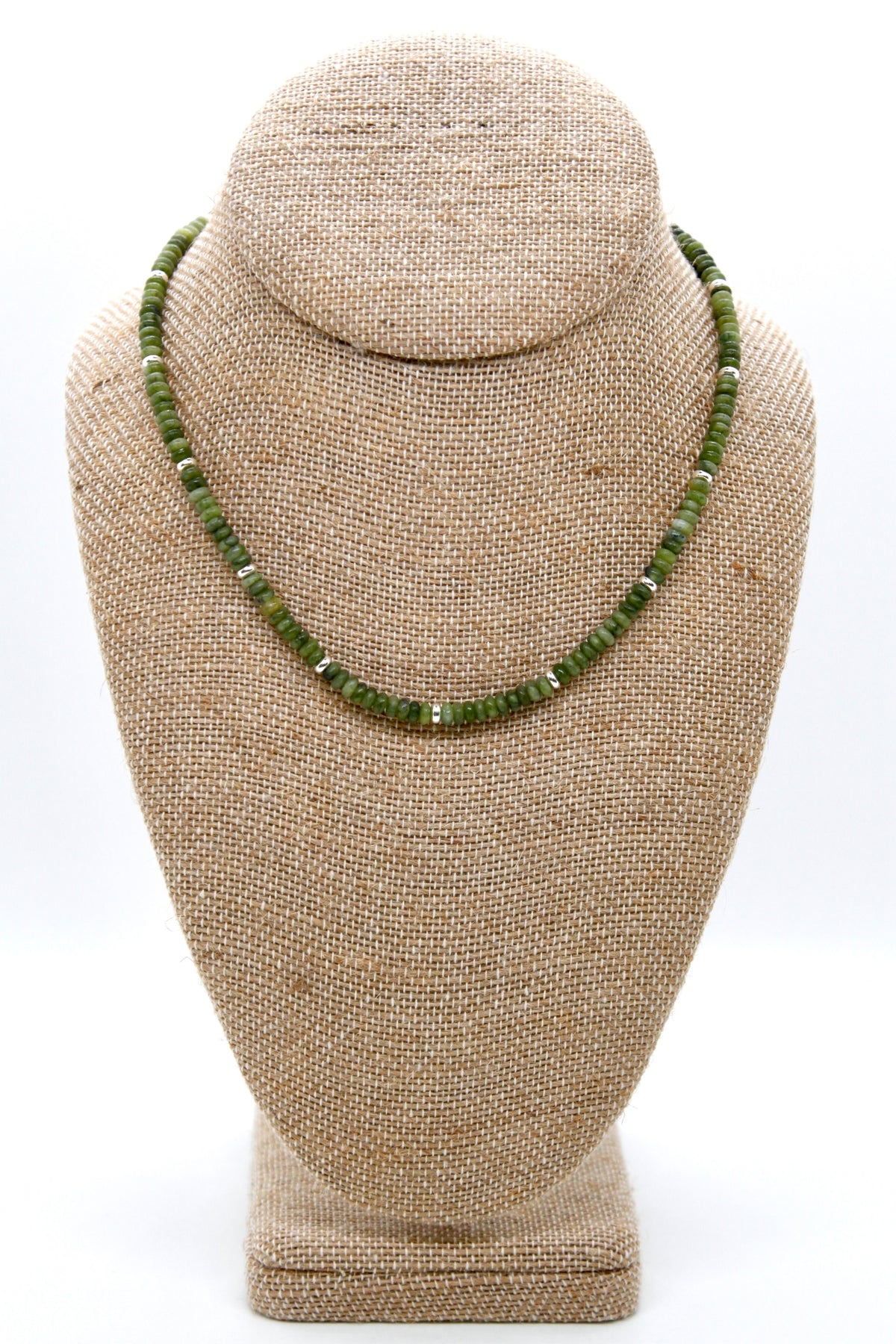 Olive Jade + Silver Necklace - NC-520S
