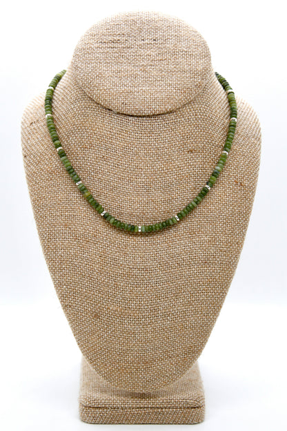 Olive Jade + Silver Necklace - NC-520S