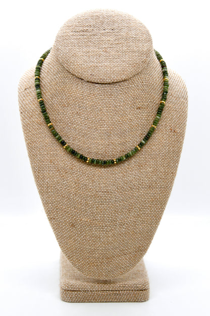 Olive Jade + Gold Necklace - NC-520G
