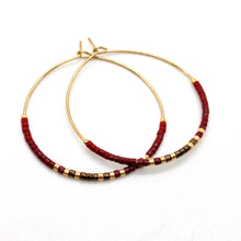Load image into Gallery viewer, Red Combo Seed Bead Hoop Earrings - Seeds Collection- E8-030
