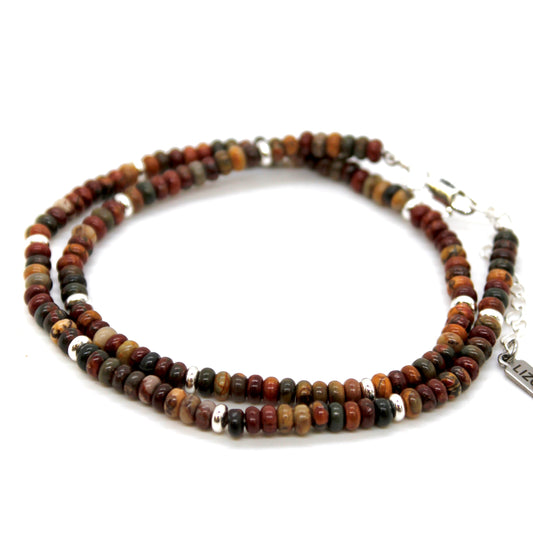 Picasso Jasper + Silver Necklace - NC-522S