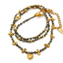 Load image into Gallery viewer, Pyrite Mini Heart Short Necklace - N2-2762B
