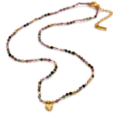 Load image into Gallery viewer, Tourmaline Mini Heart Short Necklace - N2-2762C
