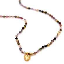 Load image into Gallery viewer, Tourmaline Mini Heart Short Necklace - N2-2762C
