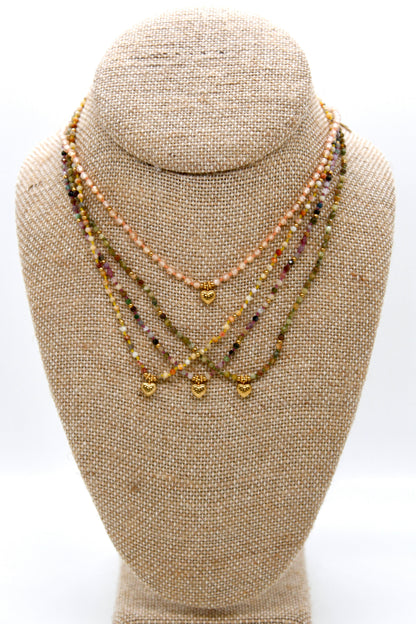 Green Garnet Mini Heart Short Necklace - N2-2762E