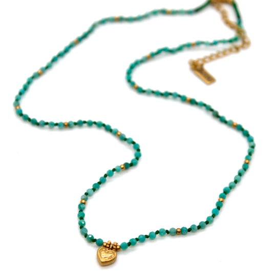 Amazonite Mini Heart Short Necklace - N2-2762D