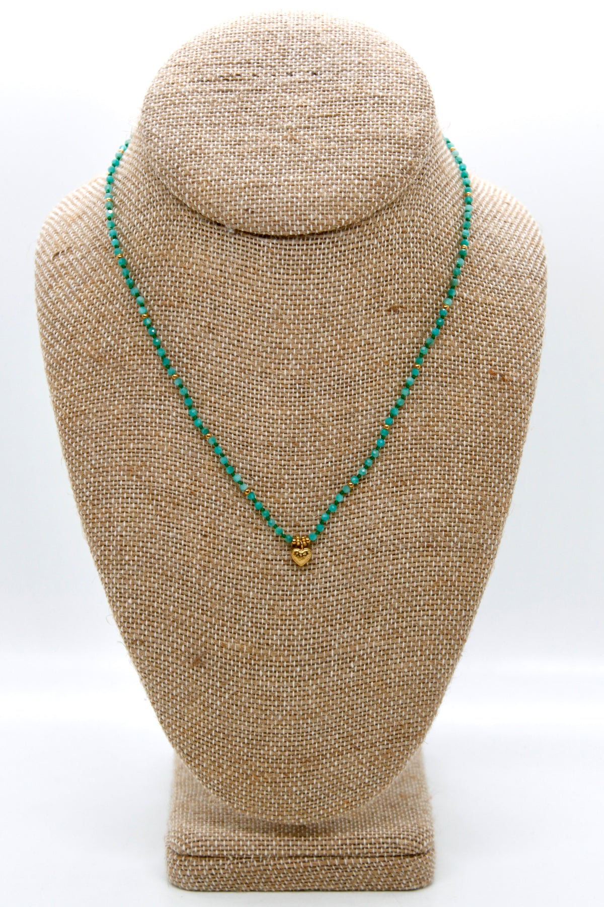 Amazonite Mini Heart Short Necklace - N2-2762D