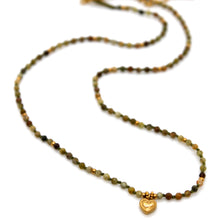 Load image into Gallery viewer, Green Garnet Mini Heart Short Necklace - N2-2762E
