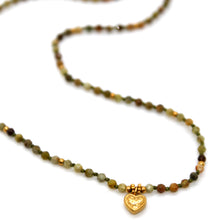 Load image into Gallery viewer, Green Garnet Mini Heart Short Necklace - N2-2762E
