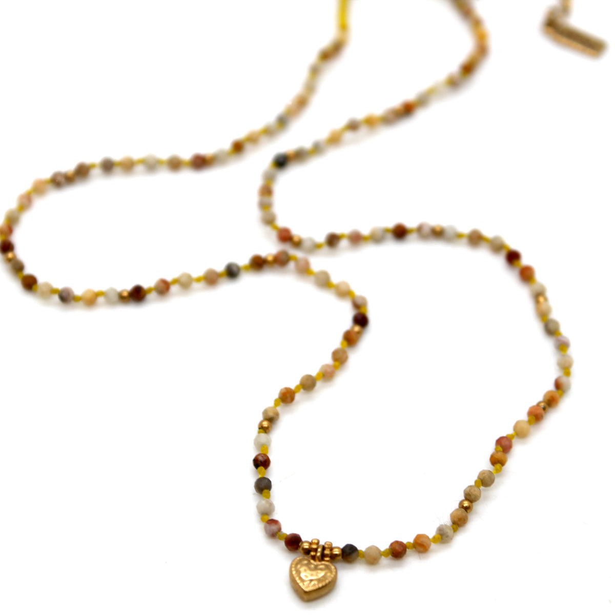 Crazy Agate Mini Heart Short Necklace - N2-2762F