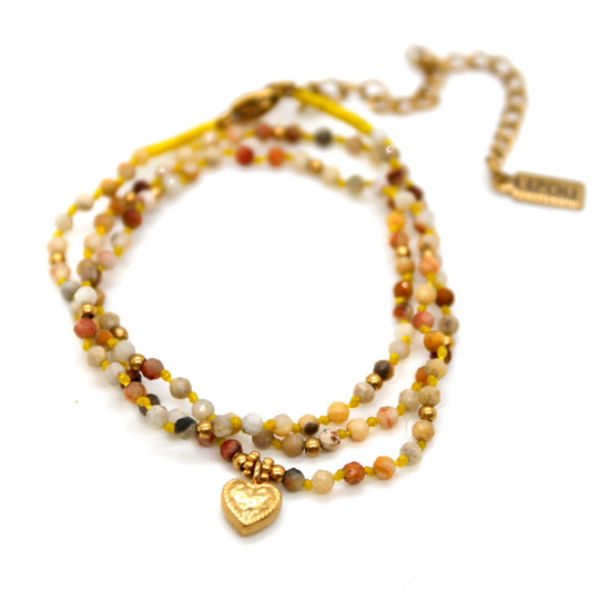 Crazy Agate Mini Heart Short Necklace - N2-2762F
