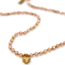 Load image into Gallery viewer, Peach Zirconium Mini Heart Short Necklace - N2-2762G

