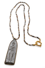 Load image into Gallery viewer, Long Buddha on Faceted Agate Beaded Necklace NL-AG-AWB1 -The Buddha Collection-
