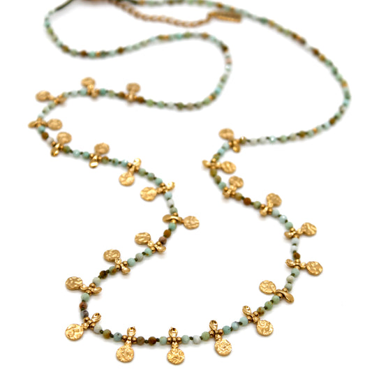 Amazonite and Mini Gold Specks Necklace - N2-2763B