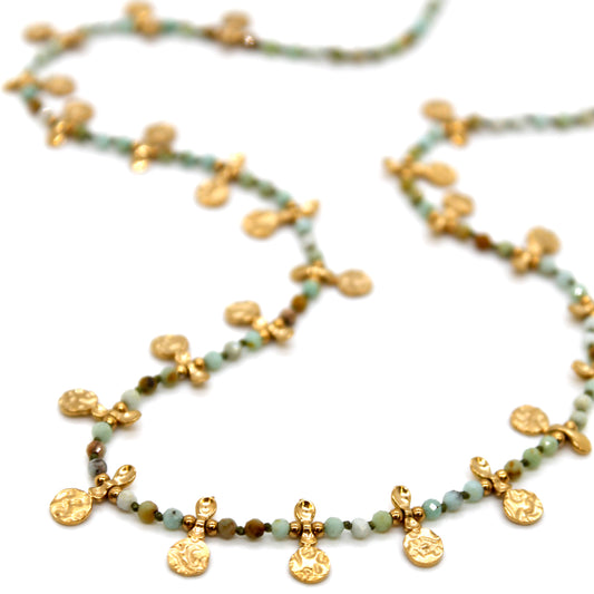 Amazonite and Mini Gold Specks Necklace - N2-2763B
