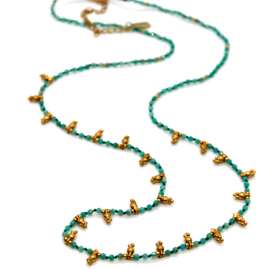 Amazonite and Mini Gold Specks Necklace - N2-2763C